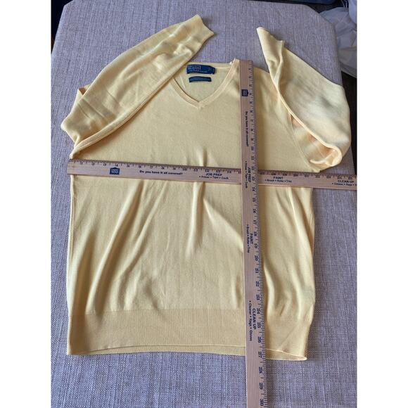 POLO RALPH LAUREN V-neck Pima Cotton Lightweight Yellow Sweater M - Picture 4 of 7